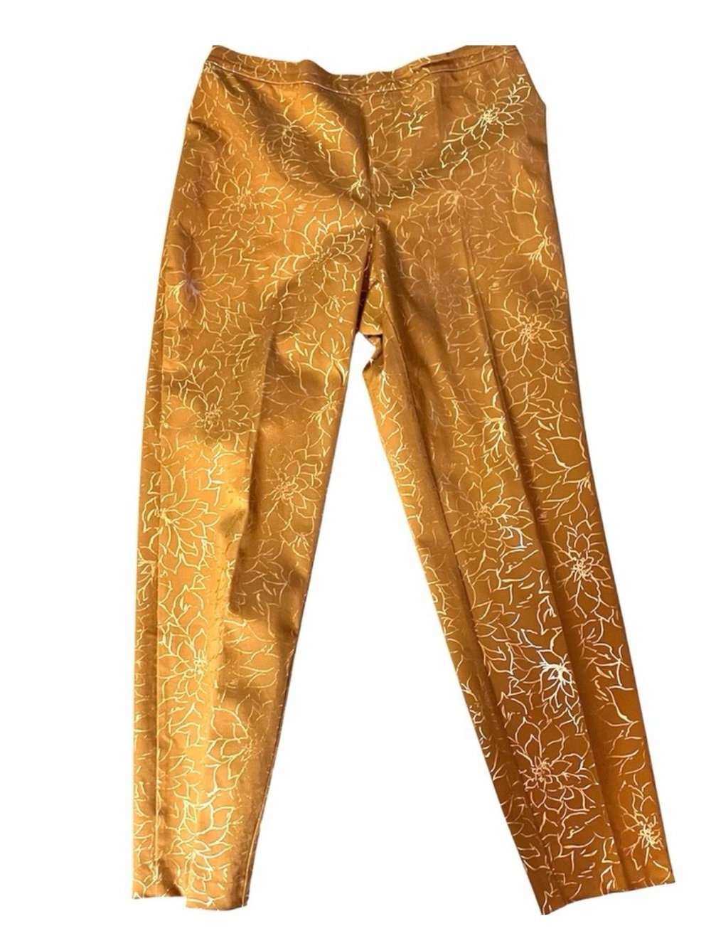 Isaac Mizrahi Golden Mustard Floral Print Trousers